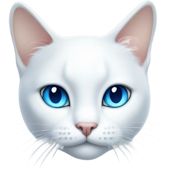 White cat sitting blue eyes emoji