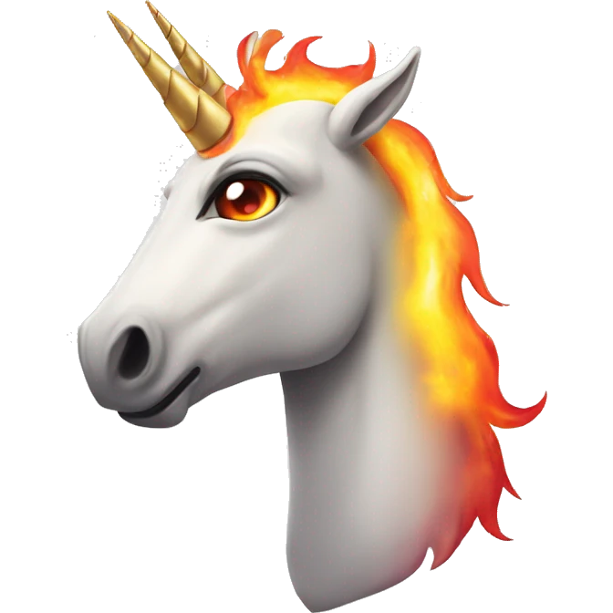 Unicorn with fire eyes emoji