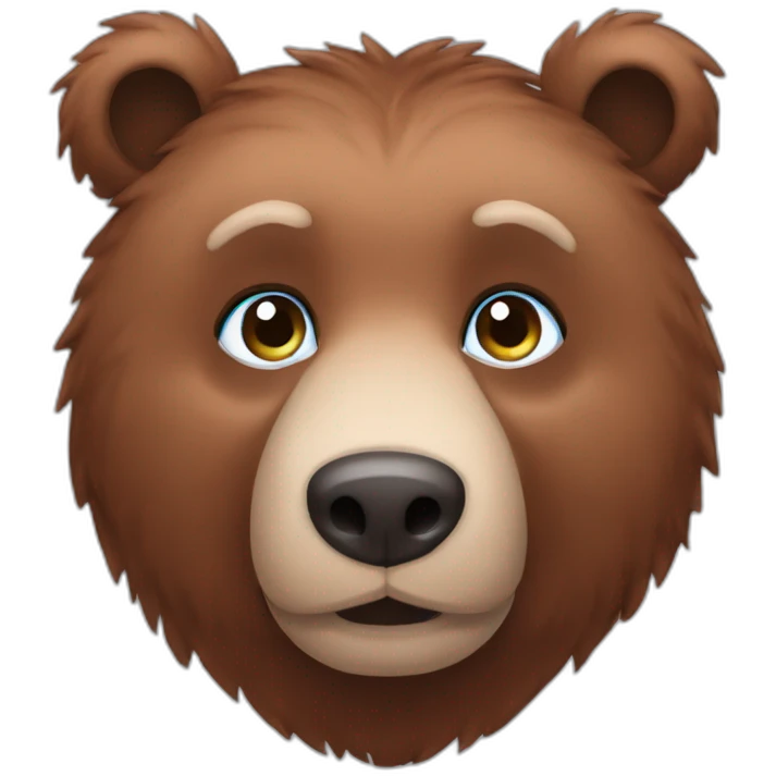 Head Brown bear blue eyes red hair emoji