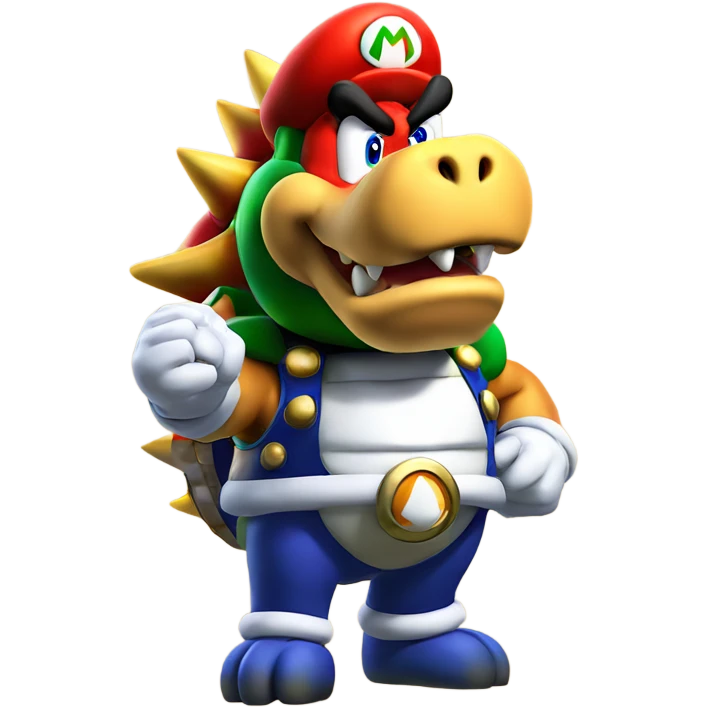 Bowser gratulating Super Mario by shaking his Hand emoji