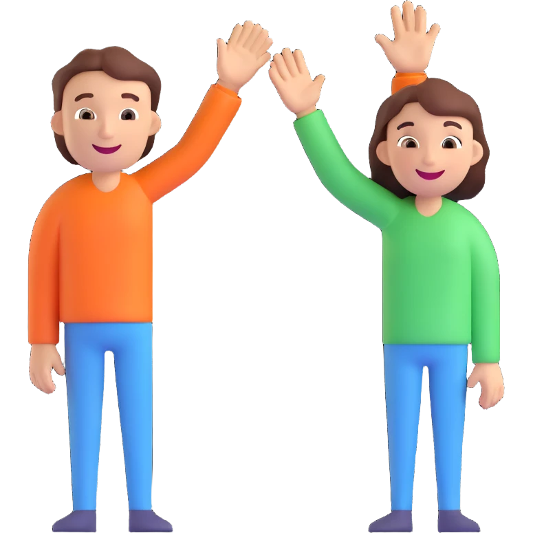 two people high-fiving with happy expressions, showing gratitude and success after a client meeting emoji