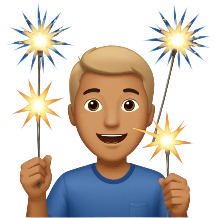 Man holding sparklers with caption six more days! emoji