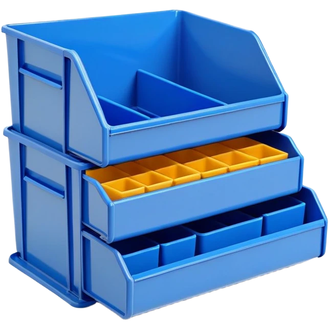 stackable plastic parts tote bin blue emoji