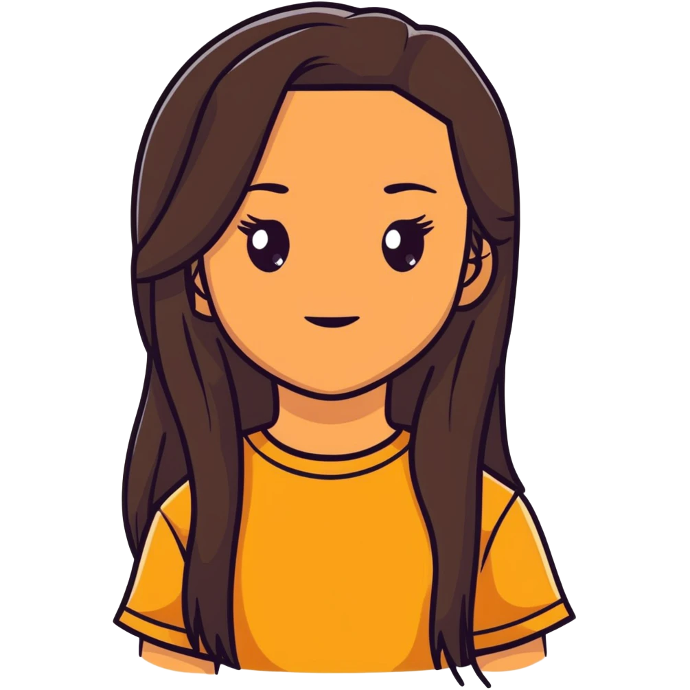 girl with light brown skin, dark eyes and dark straight long hair emoji