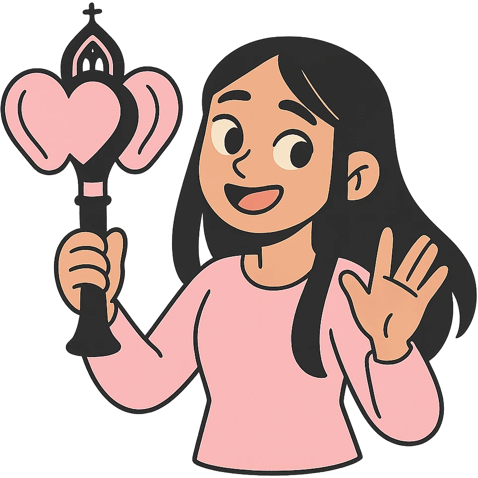 BLACKPINK-inspired gothic lightstick, no hearts, soft and expressive, black and pink, pastel toon style emoji