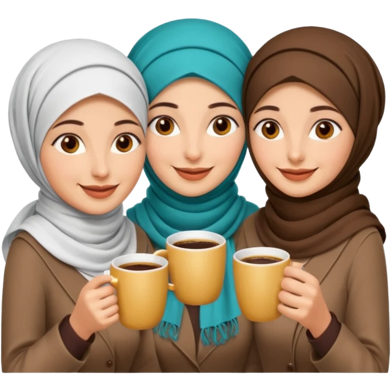 Emoji of 3 arab women drinking coffee emoji