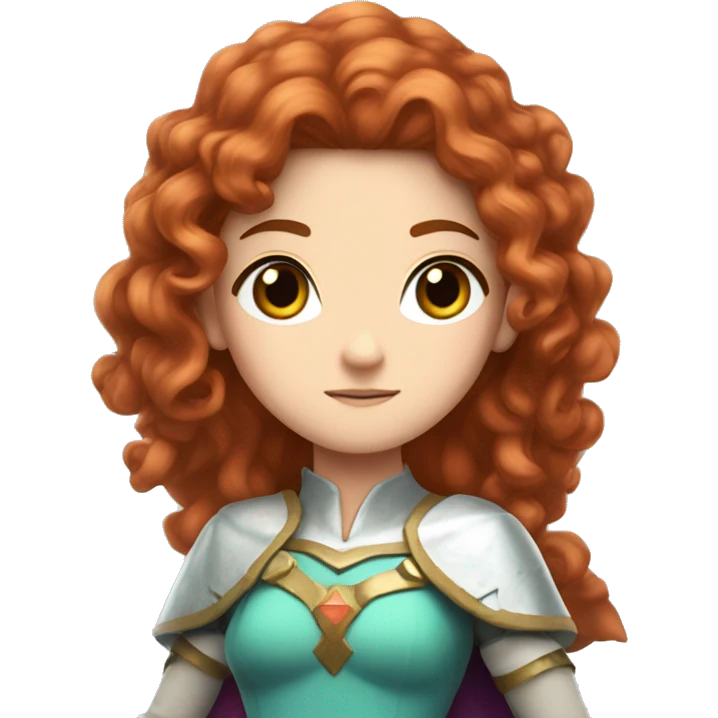 a white girl with long red curly hair and freckles, cosplaying Princess Zelda posing and ready for a fight emoji