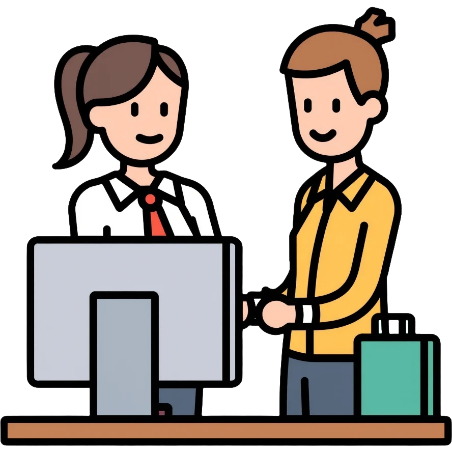 Bank teller in professional clothes helping a customer emoji