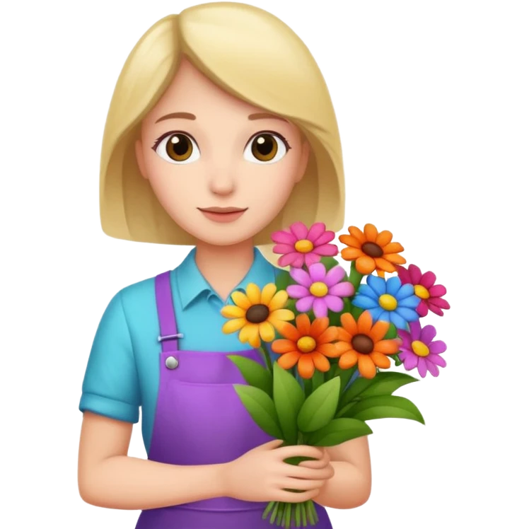 a beautiful bouquet of flowers in the hands of a florist emoji