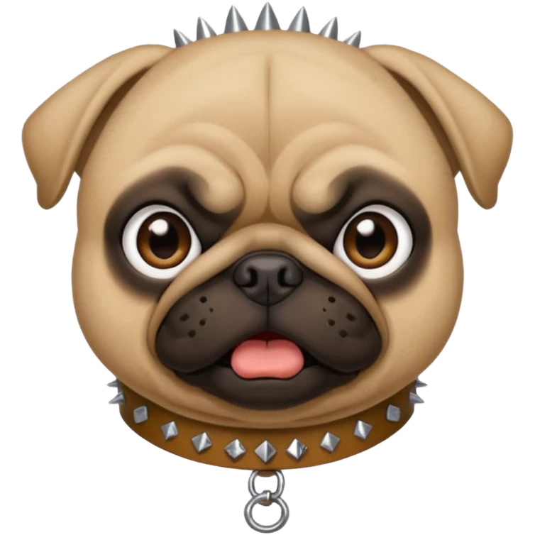 pug dog with spiked collar angry face emoji style iPhone emoji