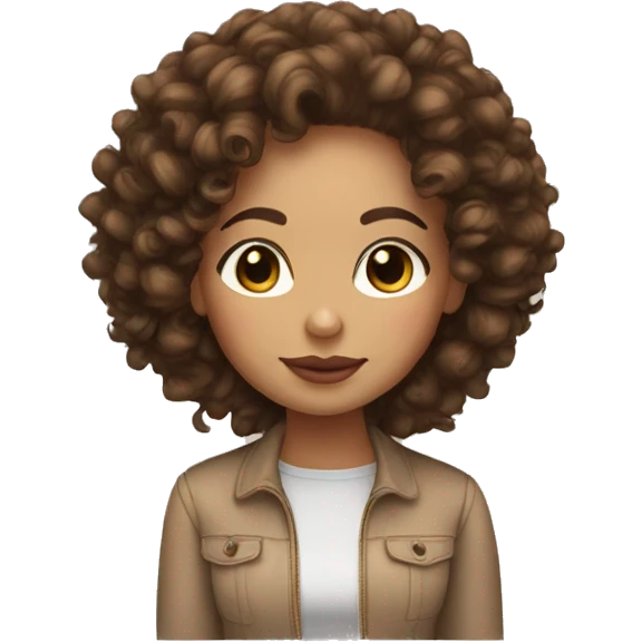 Latina light skin girl with brown curls and long lashes emoji