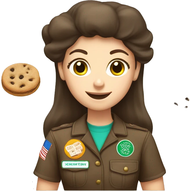 white girl scout selling cookie emoji