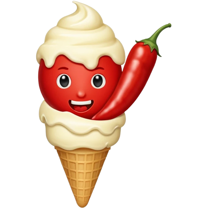 Chilli biting vanilla ice cream emoji