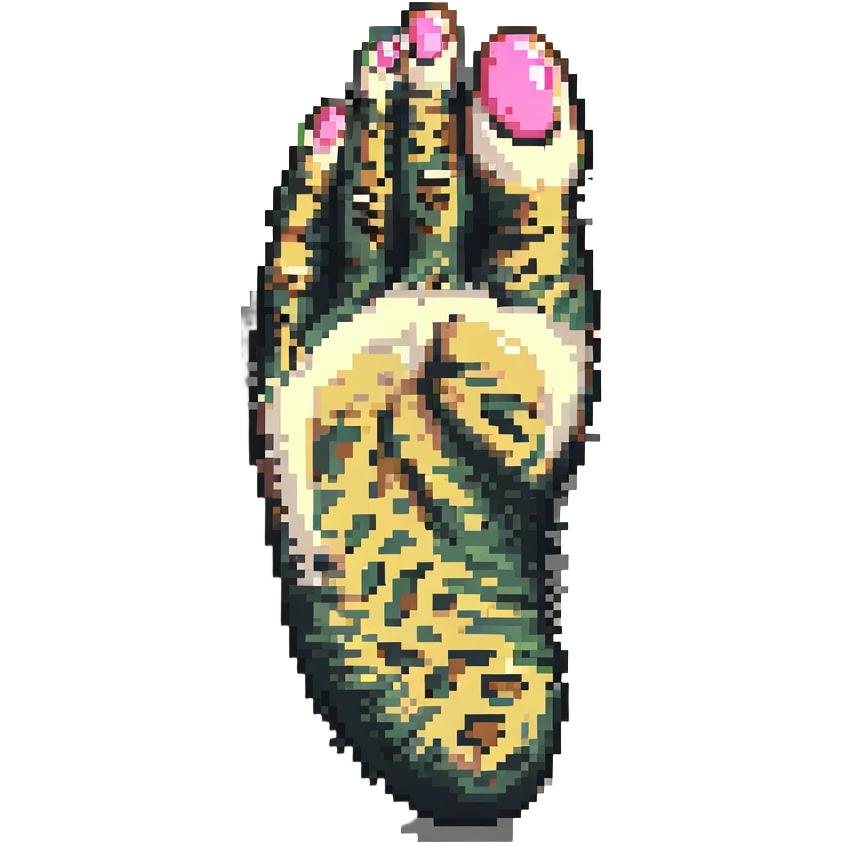 leopard foot pointing up in pixel art style emoji