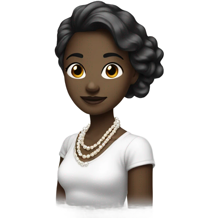 A girl who gives off a clean and white vibe with black and a pearl necklace. emoji