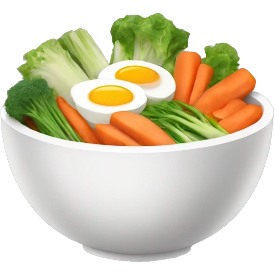 Bowl with sliced vegetables and egg emoji
