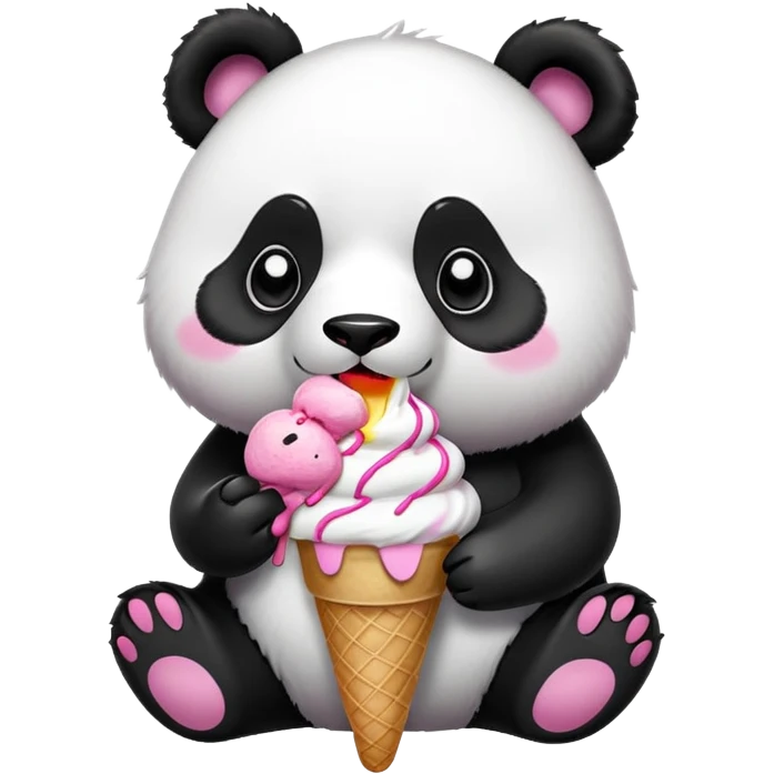 Panda eating ice cream emoji