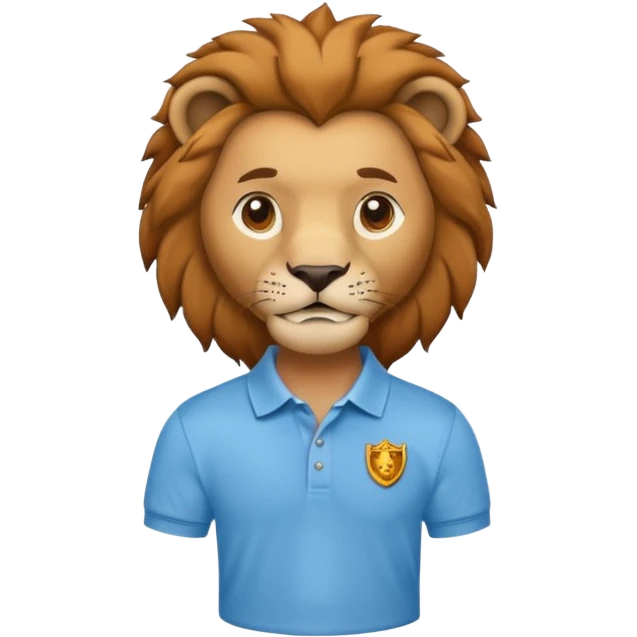 un leon con polito celeste caricatura emoji
