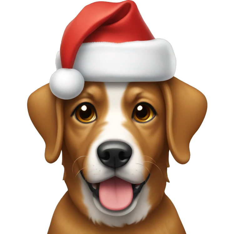Dog wearing Christmas hat emoji