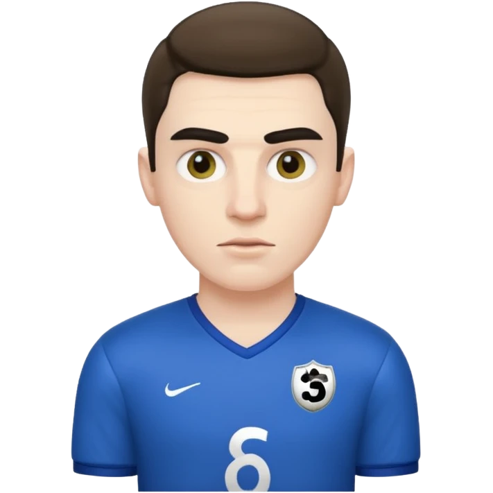 an evil man with an unibrow with a football shirt  emoji
