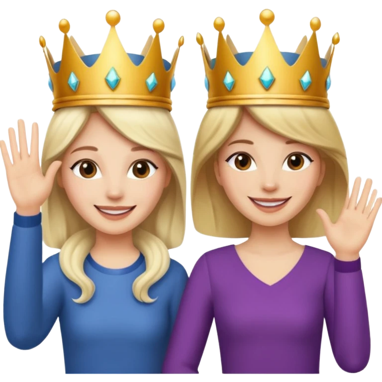 two women with crowns and the same outfit making high five emoji