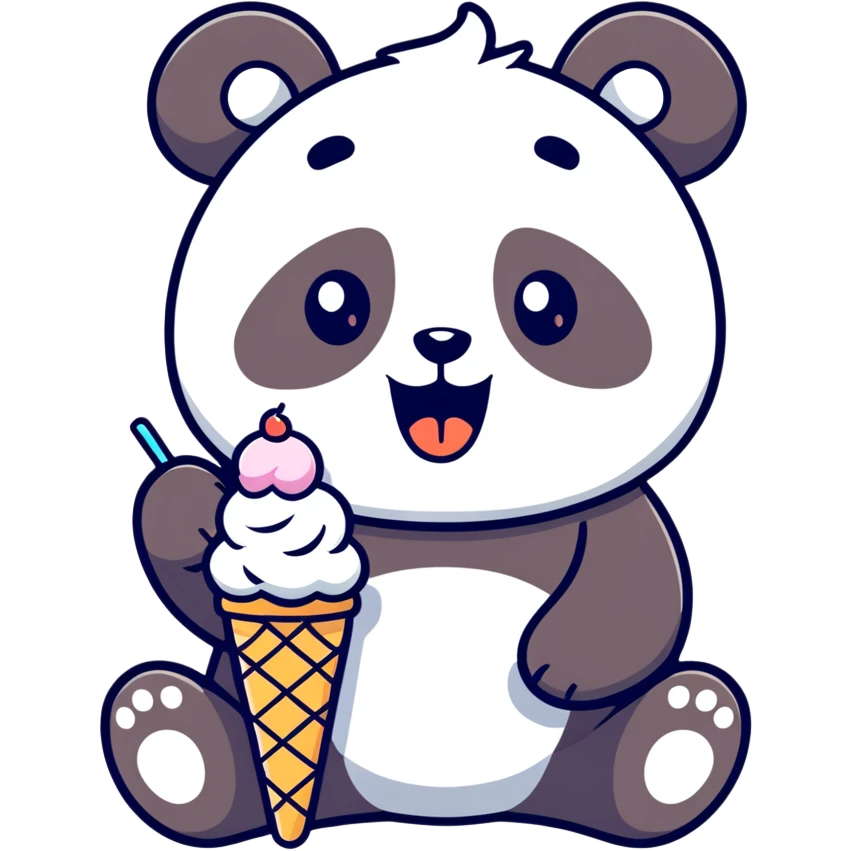 Panda eating ice cream emoji
