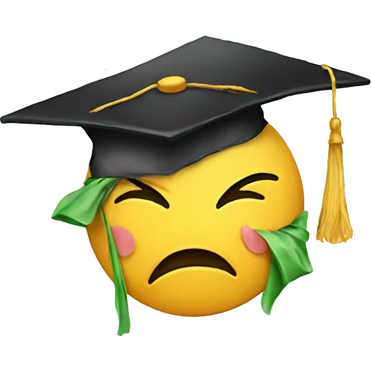 handdrawn crying emoji with graduation hat emoji