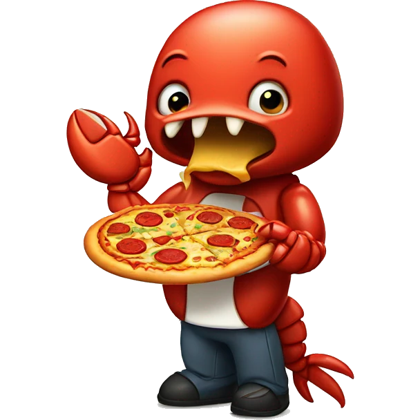 Cute Lobster eating pizza emoji