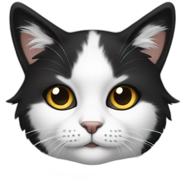 fluffy black and white female cat emoji