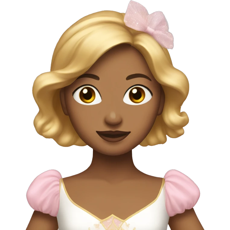 ballerina with golden brown blonde hair dancing with a white and pink ballet costume emoji