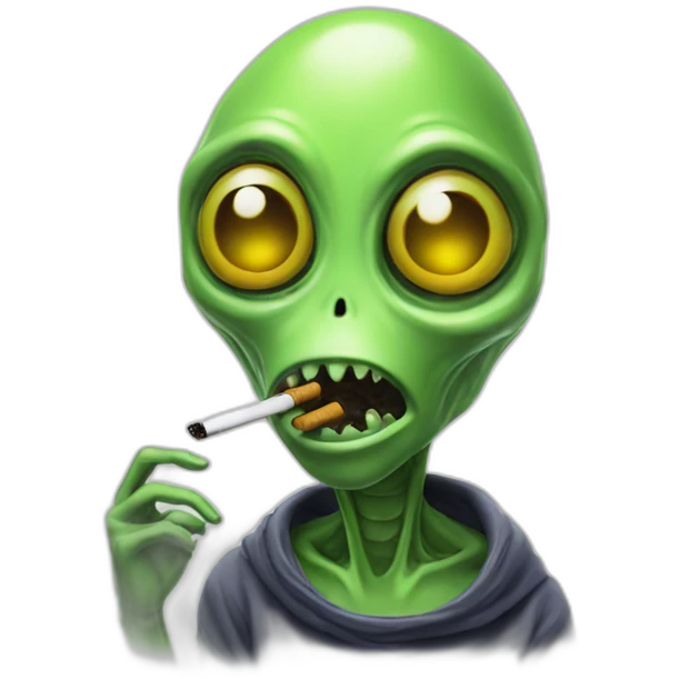 alien face smoking emoji