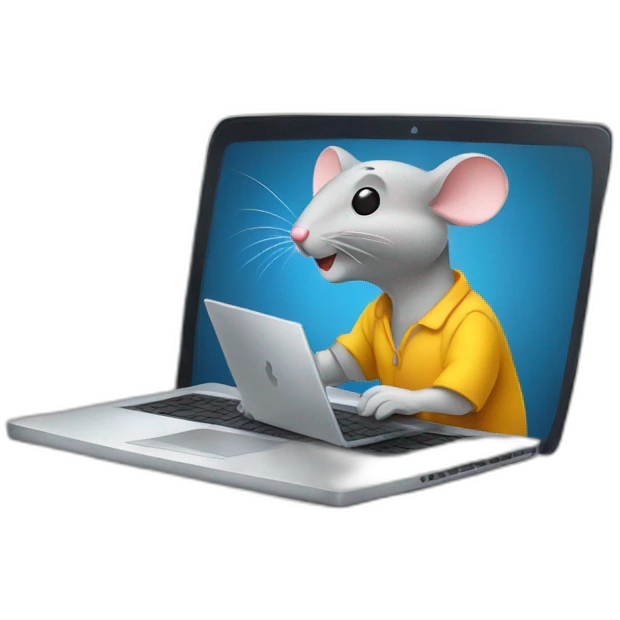 a mouse working on a laptop emoji