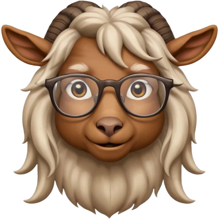 long hair goat with glasses  emoji