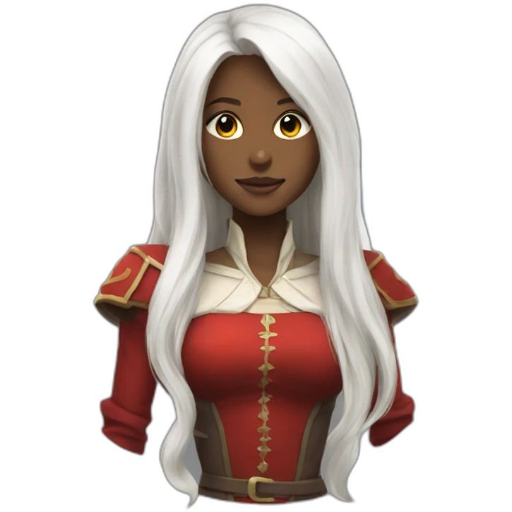 rpg-girl-with-long-white-hair and red blouse emoji