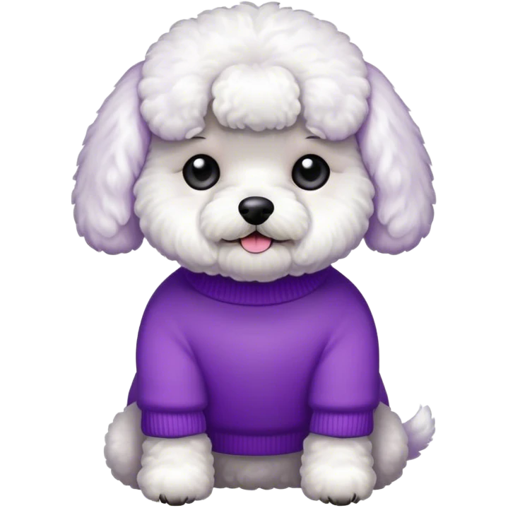 Bichon wearing a purple sweater emoji