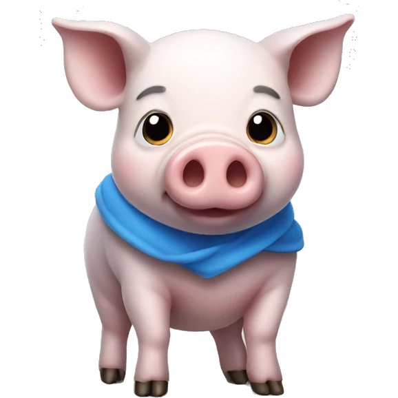 Pig wearing blue emoji