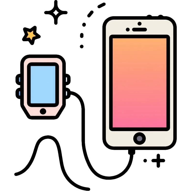 computer connected to smartphone with a USB wire emoji