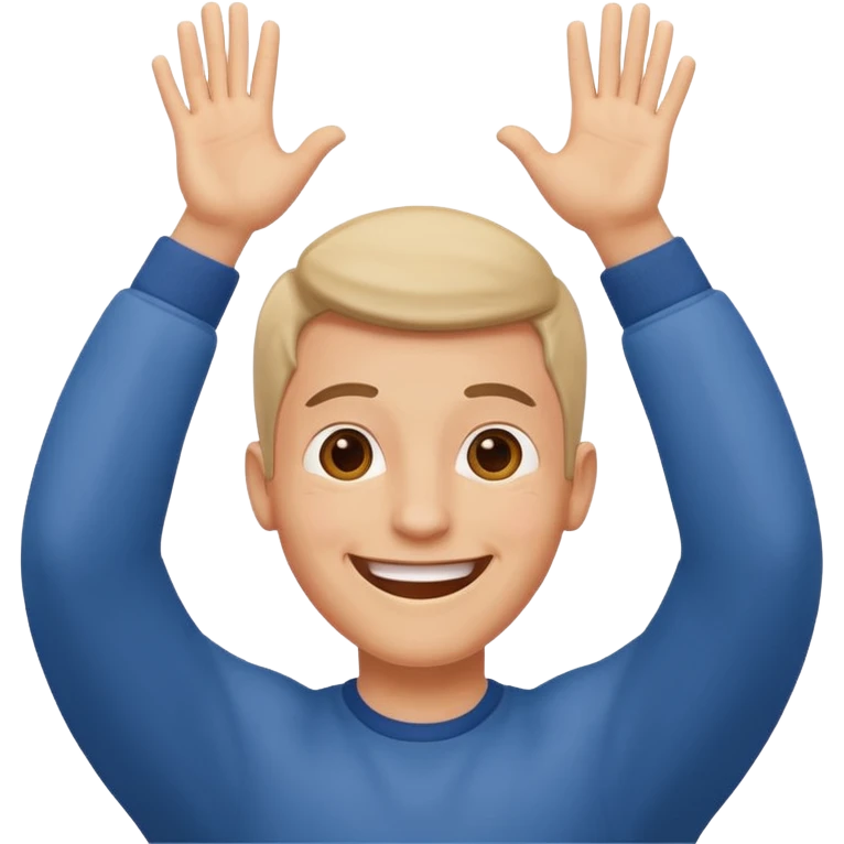 gleeful guy with hands above head emoji