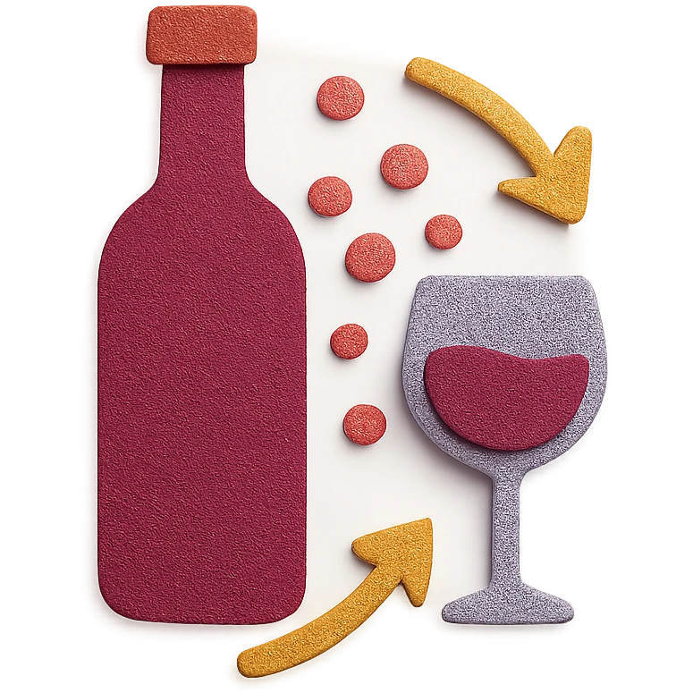 icon representing the 'alcohol fermentation' step in wine making process, paper craft style emoji