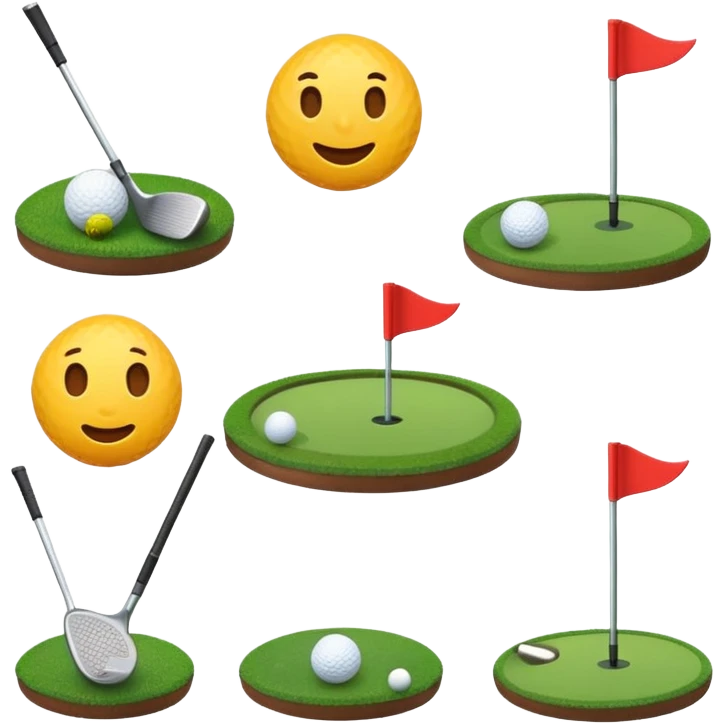 “Create a set of simple, cute, flat-style emojis themed around golf.  Designed in classic emoji style, consistent and expressive.” emoji