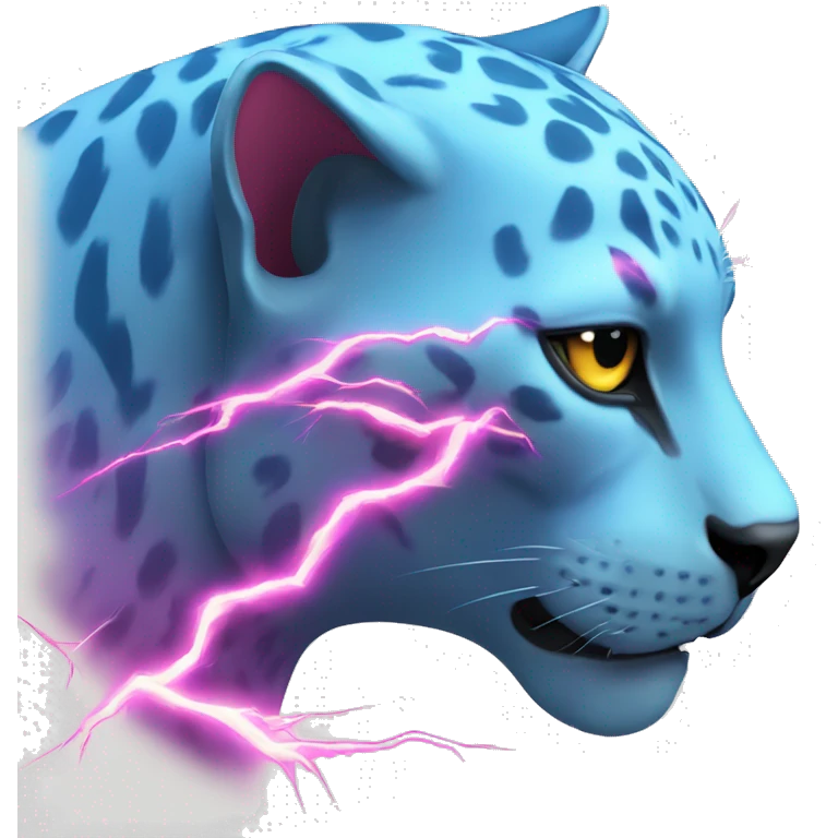 A blue panther head with pink lightning coming out of its eyes side view  emoji