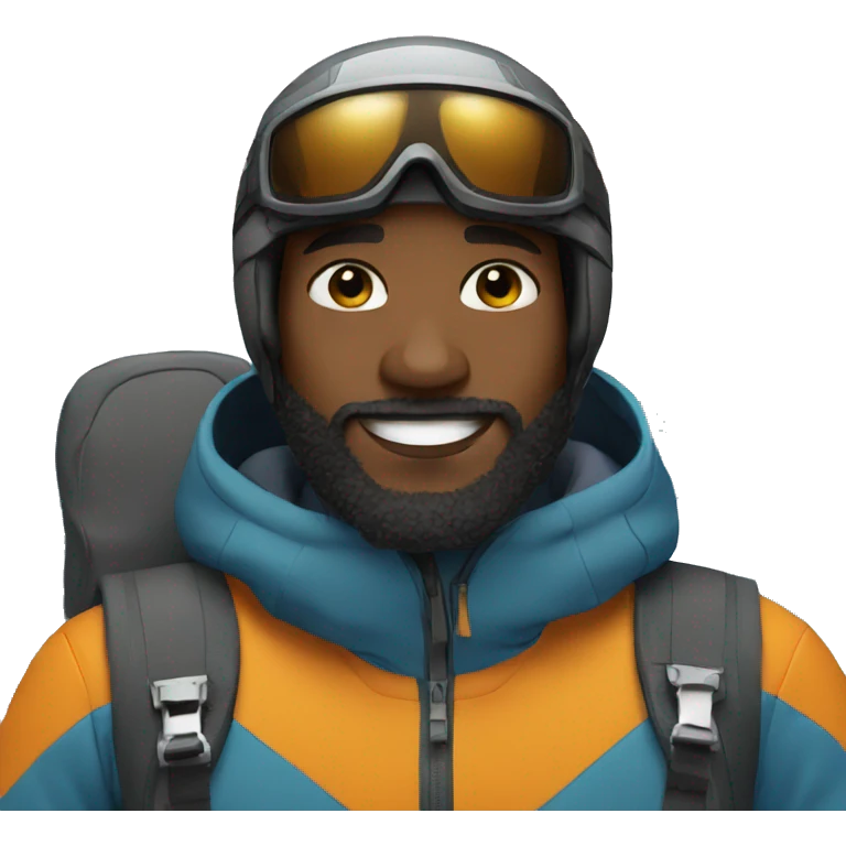 black man with beard skiing emoji