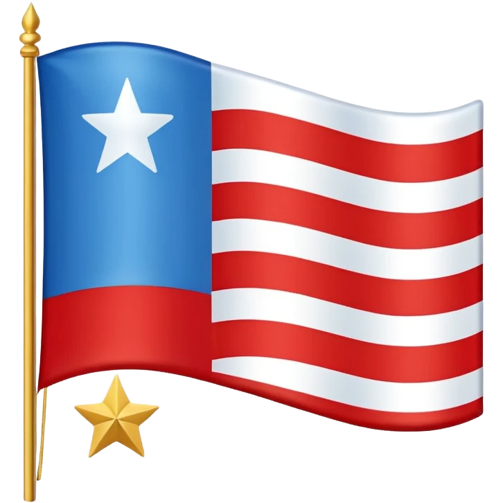 “Flag with royal blue center (#003A8C), light blue side panels (#6EC1E4), separated by white vertical stripes. Center contains a ring of 13 gold stars (#D4AF37) surrounding 4 larger red stars (#D32F2F) with white borders.” emoji
