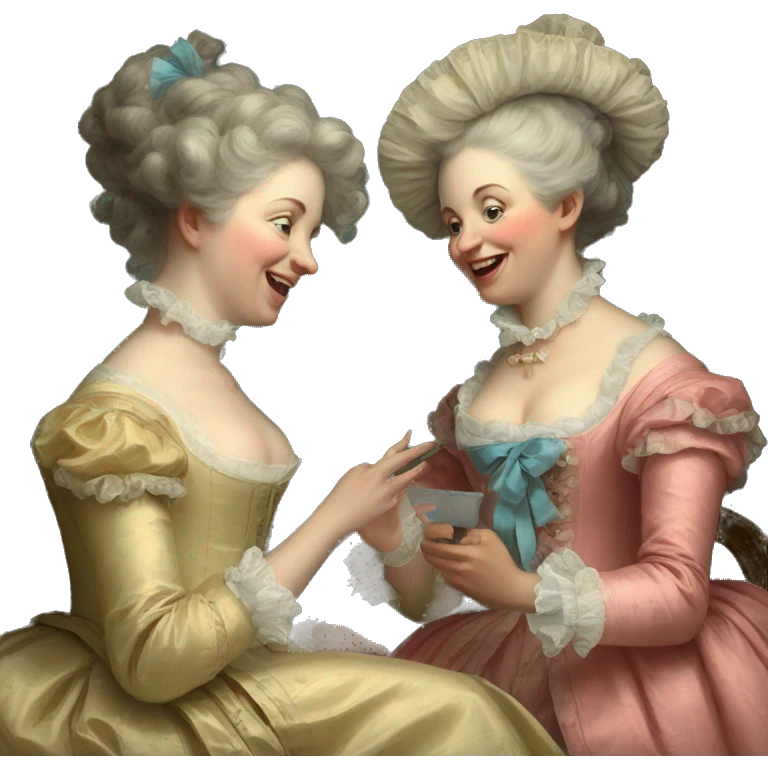 Painting of two rococo women chatting emoji