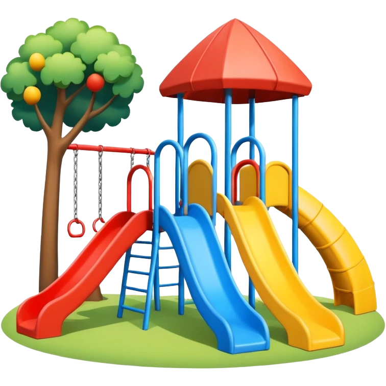 simple and colorful playground with 2 slides and 2 swings emoji