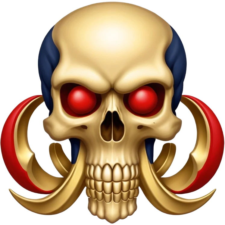 skull colored in New Orleans Pelicans basketball team colors - navy blue, gold, and red emoji