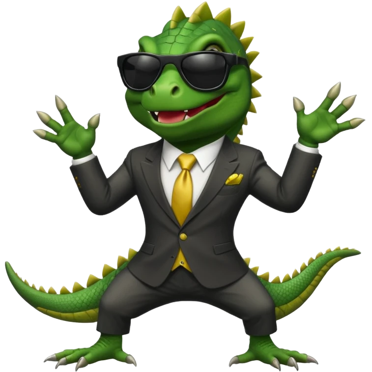 capitalist iguana banker godfather with black sunglasses breakdance no problem emoji
