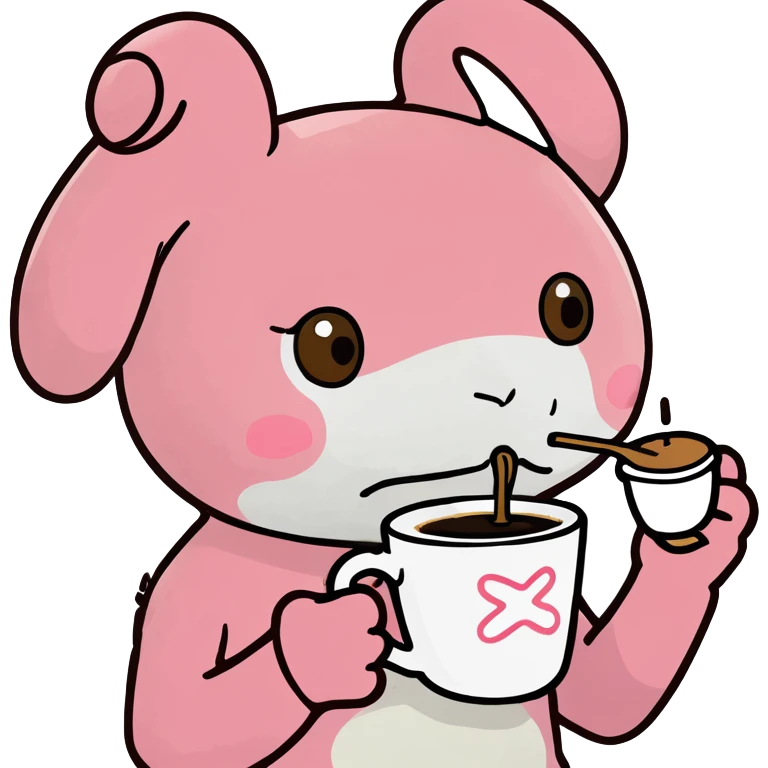 My melody drinking coffee emoji