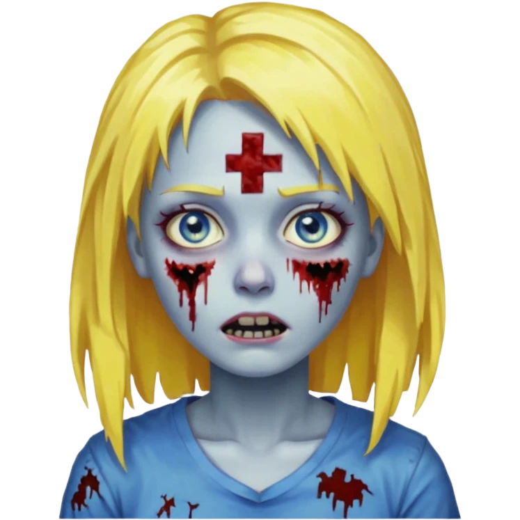 zombie girl yellow hair and blue eyes pixeled ñow cality emoji