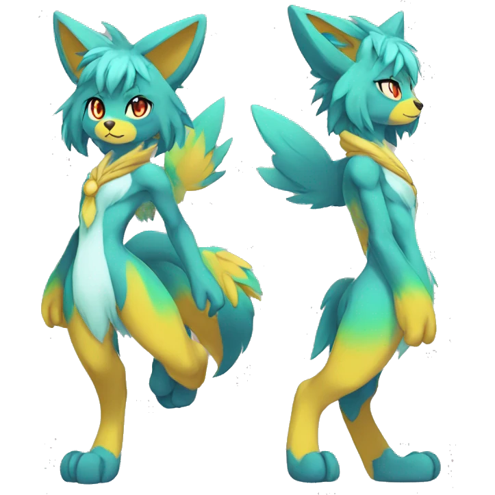 Anthro Sona Colorful Shiny Fakemon Full Body emoji